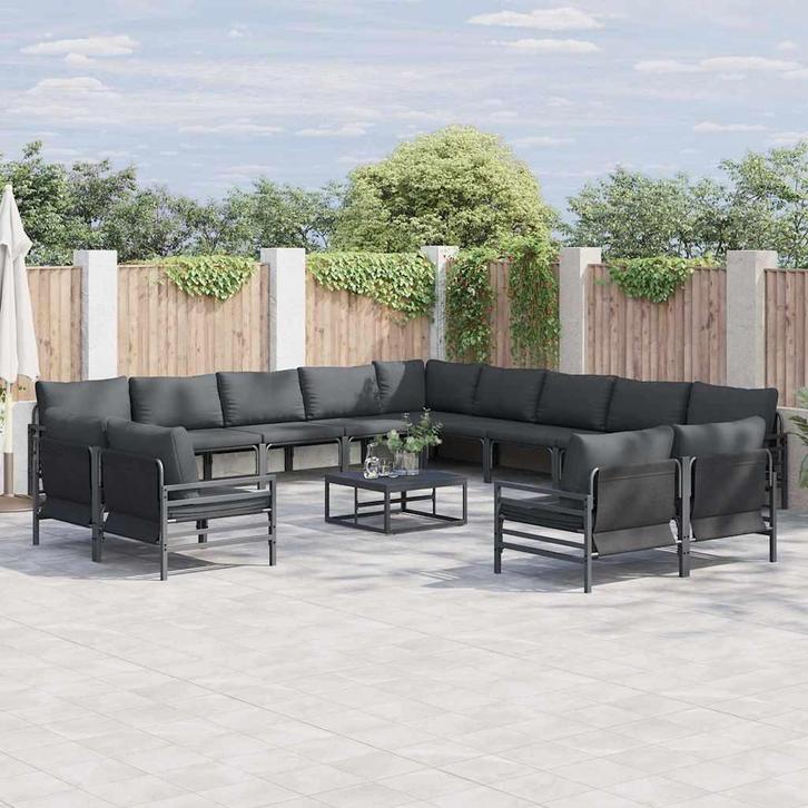 vidaXL Tuin Sofa Set Antraciet Staal, Tuin en Terras, Tuinsets en Loungesets, Nieuw, Rvs, Verzenden
