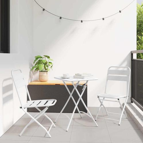 vidaXL 3-delige opvouwbare bistroset in Wit Staal, Tuin en Terras, Tuinsets en Loungesets, Nieuw, Rvs, Verzenden