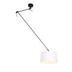 Hanglamp zwart met linnen kap wit 35 cm - Blitz, Verzenden, Nieuw, Country-rustic