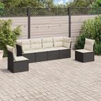 vidaXL 6-delige Loungeset met kussens poly rattan zwart, Verzenden, Nieuw, Rotan, Loungeset
