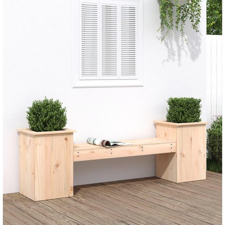 vidaXL Bankje met plantenbakken 184,5x39,5x56,5 cm, Tuin en Terras, Tuinbanken, Nieuw, Verzenden