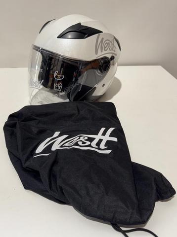 Motorhelm (Wit) Jethelm met vizier en zonnebril Westt Maa... beschikbaar voor biedingen