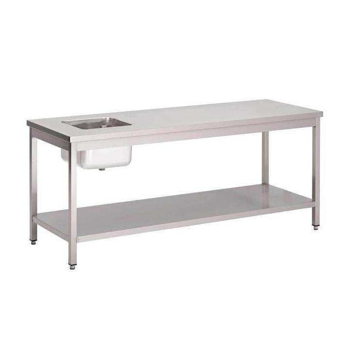 Werktafel RVS met spoelbak en onderschap, Zakelijke goederen, Horeca | Keukenapparatuur, Nieuw in verpakking, Verzenden