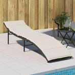 vidaXL Ligbed met kussen 55x199x50 cm poly rattan zwart, Tuin en Terras, Ligbedden, Verzenden, Nieuw