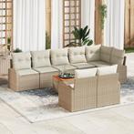 vidaXL Tuinbank Set Beige 9 pcs Beige, wit Groot Rattan &, Verzenden, Nieuw, Rotan