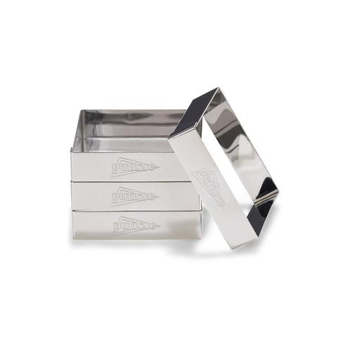 Patisse Flan/Cake ringen Vierkant RVS 8cm set/4, Hobby en Vrije tijd, Taarten en Cupcakes maken, Nieuw, Verzenden
