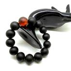 Armband met Baltische amber kralen in zwart/cognac, 16 mm,, Verzamelen, Nieuw