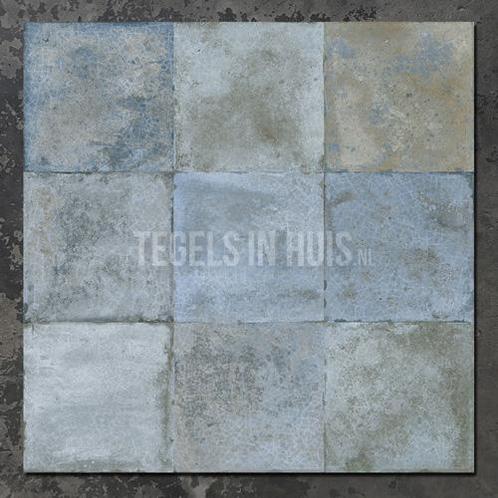 Vintage vloertegel / wandtegel fs etna blue blauw 33x33 9 in, Doe-het-zelf en Verbouw, Tegels, Vloertegels, Nieuw, 10 m² of meer