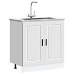 vidaXL Spoelbakonderkast Porto 80x46x81,5 cm bewerkt hout, Huis en Inrichting, Keuken | Keukenelementen, Verzenden, Nieuw, Wit