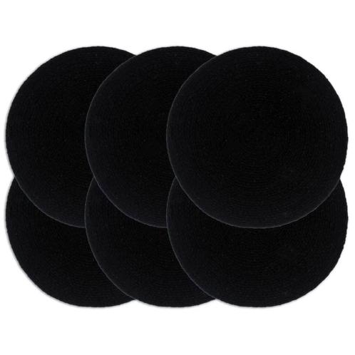 vidaXL Placemats 6 st rond 38 cm katoen effen zwart, Huis en Inrichting, Keuken | Textiel, Zwart, Nieuw, Verzenden