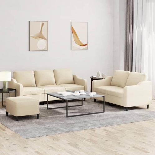 vidaXL 3-delige Loungeset met kussens stof crèmekleurig, Huis en Inrichting, Banken | Bankstellen, Nieuw, 150 tot 200 cm, Stof
