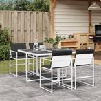 vidaXL 5-delige Tuinset met kussens textileen wit, Tuin en Terras, Tuinsets en Loungesets, 4 zitplaatsen, Verzenden, Nieuw, Rvs