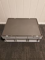 80x60x22 Kunststof bak met deksel, grijs, PP, vlakke, Ophalen of Verzenden