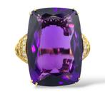 Ring - 18 karaat Geel goud, Zeer grote 54,0 Ct Amethist en, Nieuw