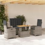 vidaXL 4-delige Tuinset met kussens poly rattan grijs, 4 zitplaatsen, Nieuw, Tuinset, Verzenden
