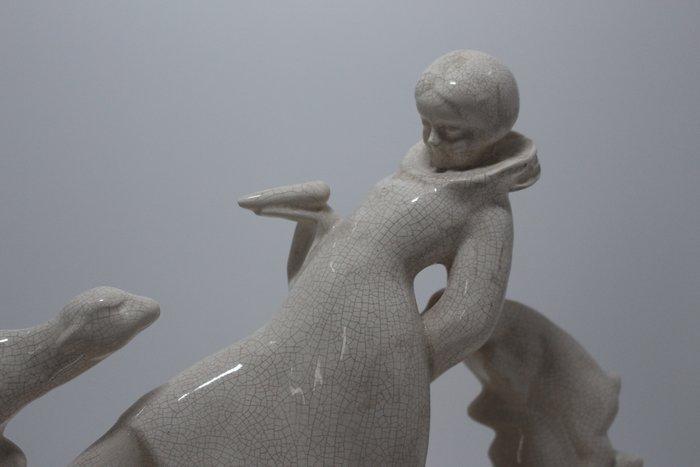 Fontinelle - Beeld, Vrouw met twee lammetjes - 27 cm -, Antiek en Kunst, Antiek | Glas en Kristal