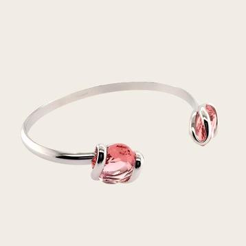 Klemarmband met 2 x rosé swarovski kristallen 19 cm beschikbaar voor biedingen