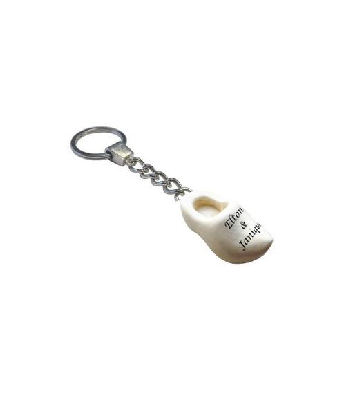 Sleutelhanger met 1 trouwklompje van 4 cm + tekst, Kleding | Heren, Schoenen, Nieuw, Ophalen of Verzenden