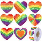 500 Stickers Op Rol - 2.5cm - Hart / Hartjes Regenboog Twist, Verzenden, Nieuw