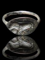 Oud-Romeins Extreem rare Animal Seal Ring, Antiek en Kunst