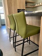 Set van 2 leren barstoelen - groen leer, Huis en Inrichting, Stoelen, Overige kleuren, Nieuw, Leer, Ophalen of Verzenden