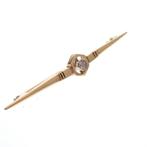 Gouden broche met diamant | 0,10 ct. (vintage, briljant), Gebruikt, Overige kleuren, Ophalen of Verzenden, Met edelsteen