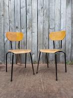 Fibo retro stoelen | zwarte industrial vibe | 12 op voorraad, Verzenden, Gebruikt, Meubilair