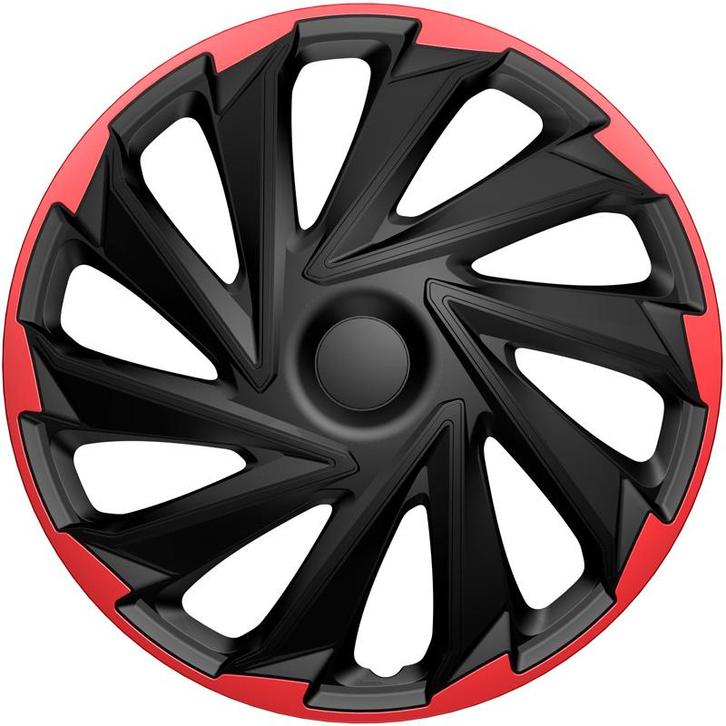 AutoStyle 4-Delige Wieldoppen  Misano R 13-inch zwart/rood, Auto diversen, Wieldoppen, Verzenden