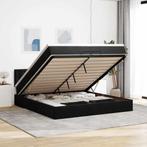 vidaXL Ottoman bed met matrassen en LEDs 200x200cm fluweel, Verzenden, Zwart, Overige maten, 200 cm