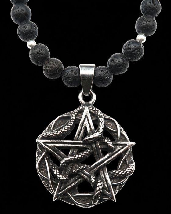 Collier Pentacle Wicca en lavasteen: hoge bescherming &, Antiek en Kunst, Antiek | Boeken en Bijbels