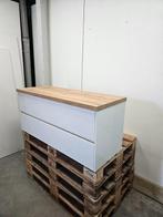 Badmeubel 120 x 46 cm glans wit / naturel 3,5 cm dik eiken, Ophalen of Verzenden, Nieuw, Bad