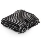 vidaXL Plaid vierkanten 220x250 cm katoen zwart, Verzenden, Nieuw, Zwart