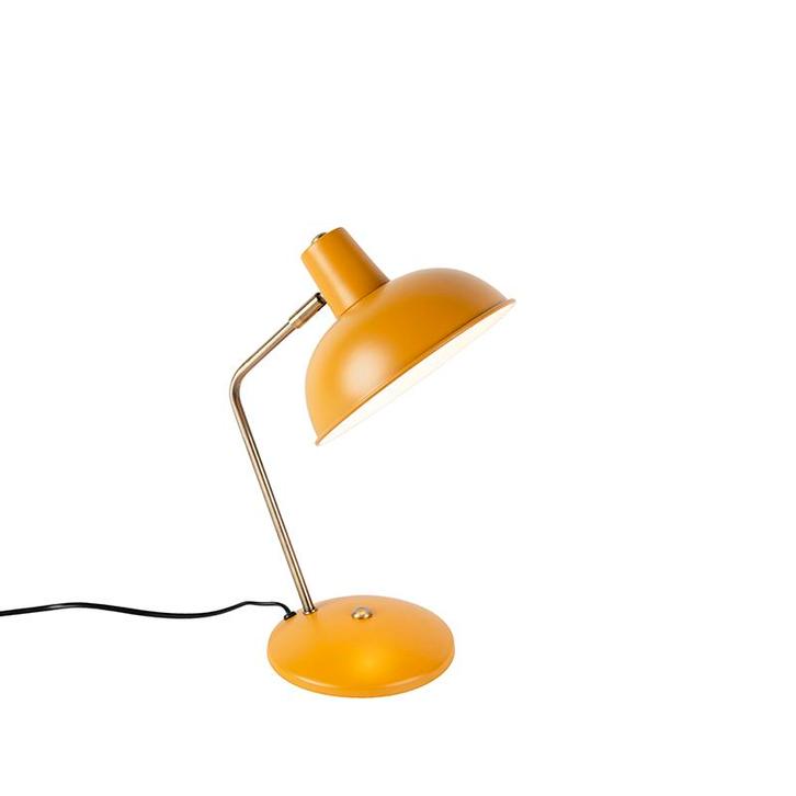 Retro tafellamp geel met brons - Milou, Huis en Inrichting, Lampen | Tafellampen, Nieuw, Overige materialen, Minder dan 50 cm