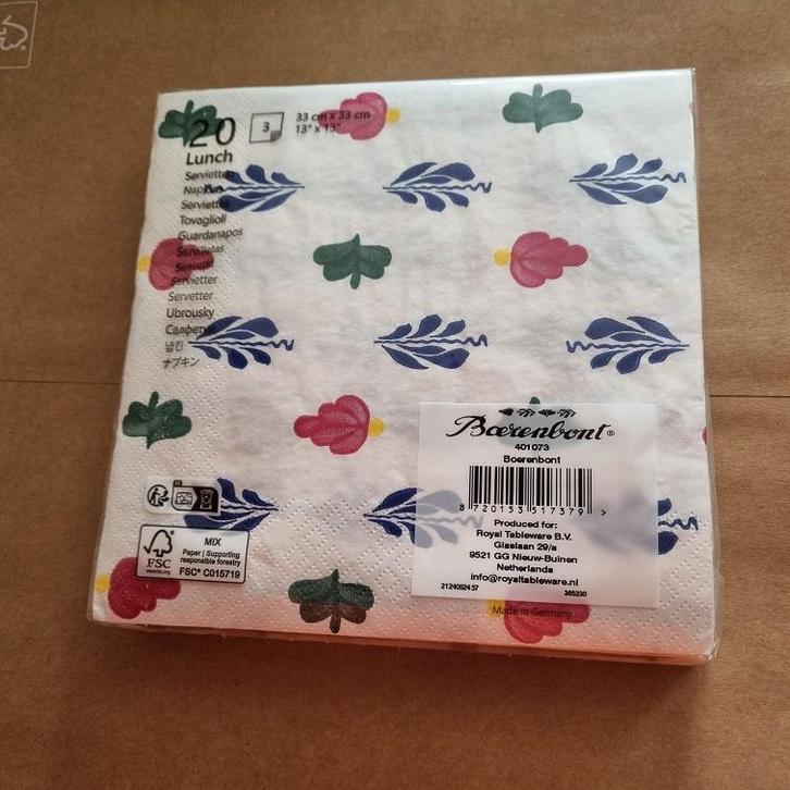 Boerenbont papieren servetten 20 stuks (Boerenbont servies), Huis en Inrichting, Keuken | Servies, Nieuw, Verzenden