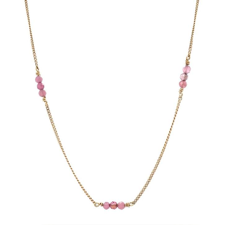 Gouden vintage gourmet collier met rozenkwarts 14 krt, Sieraden, Tassen en Uiterlijk, Kettingen, Nieuw, Ophalen of Verzenden