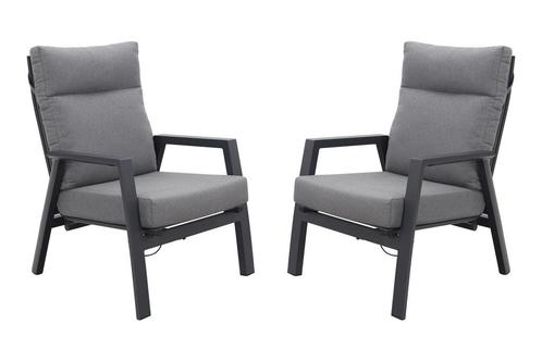 Azoren loungestoelen verstelbaar - Set van 2 - Antraciet, Tuin en Terras, Tuinsets en Loungesets, Loungeset, Nieuw, Overige materialen