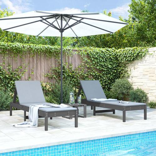 vidaXL Ligbedden 2 st 199,5x60x74 cm massief grenenhout, Tuin en Terras, Ligbedden, Nieuw, Verzenden