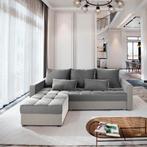 *SALE* Slaapbank met opbergruimte Kos | Grijs/Beige €499,-, Huis en Inrichting, Banken | Bankstellen, Hout, 125 tot 150 cm, Verzenden