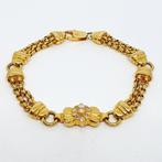 Armband - 14 karaat Geel goud Diamant  (Natuurlijk), Sieraden, Tassen en Uiterlijk, Antieke sieraden