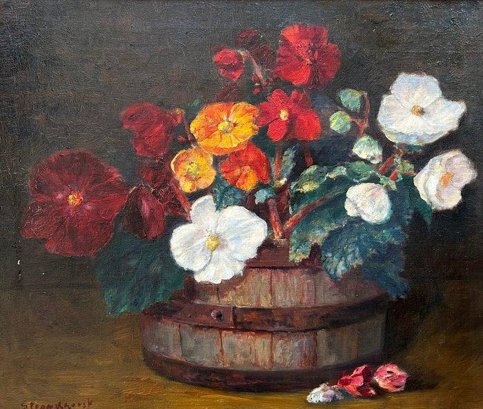 B.J.Stronkhorst (1876-1953) - Bloemstilleven met violen, Antiek en Kunst, Kunst | Schilderijen | Klassiek
