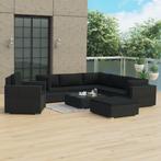 vidaXL 8-delige Loungeset met kussens poly rattan zwart, Nieuw, 8 zitplaatsen, Loungeset, Verzenden