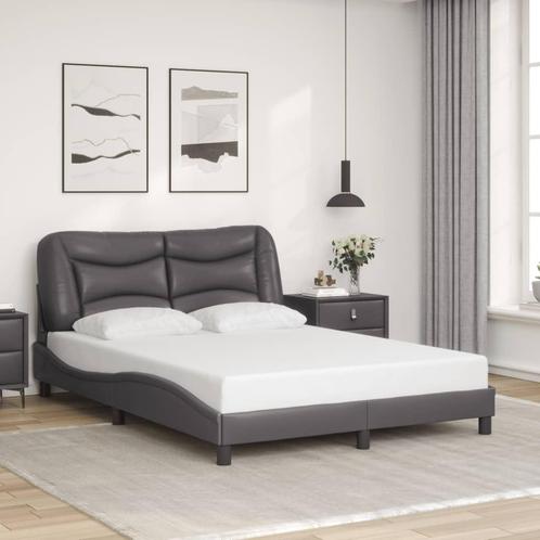 vidaXL Bedframe zonder matras Hvar kunstleer grijs 120x200, Huis en Inrichting, Slaapkamer | Bedden, 120 cm, 200 cm, Grijs, Twijfelaar