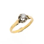 Gouden ring met diamant 0,20 ct., Sieraden, Tassen en Uiterlijk, Ringen, Goud, Goud, Gebruikt, Verzenden