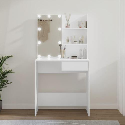 vidaXL Kaptafel met LED-verlichting 74,5x40x141 cm wit, Huis en Inrichting, Tafels | Kaptafels, Nieuw, Verzenden