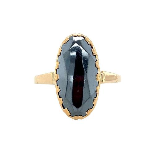 Gouden vintage ring met hematiet 14 krt, Sieraden, Tassen en Uiterlijk, Ringen, Nieuw, Ophalen of Verzenden