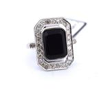 Armring - 18 karaat Witgoud - 0.90ct. tw. Onyx - Diamant -, Sieraden, Tassen en Uiterlijk, Antieke sieraden