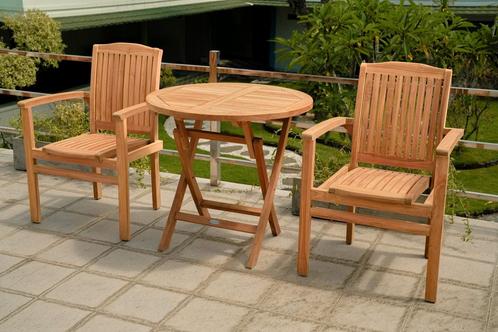 Teak Houten Klaptafel | Rond | Ø 80  Inklapbare Tuintafel, Tuin en Terras, Tuintafels, Nieuw, Verzenden