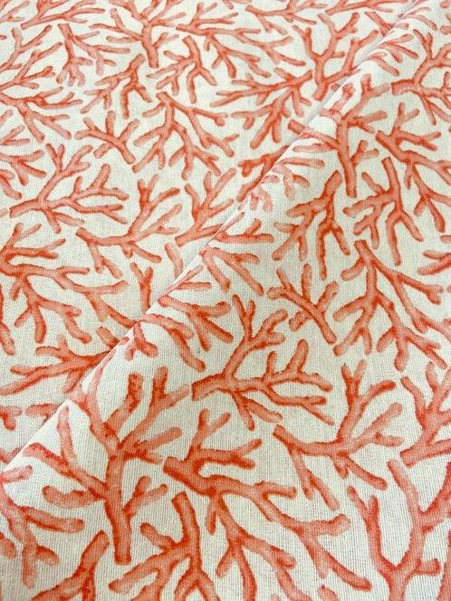 Elegante en delicate stof met dubbelhoog zeekoraalmotief, Antiek en Kunst, Antiek | Kleden en Textiel
