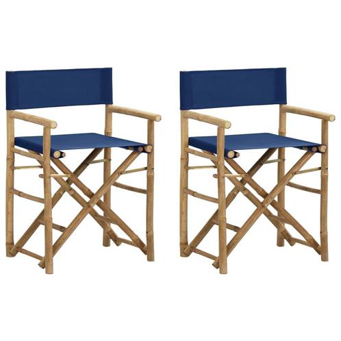vidaXL Regisseursstoelen 2 st inklapbaar blauw bamboe en, Tuin en Terras, Tuinstoelen, Nieuw, Hout, Verzenden