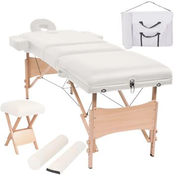 vidaXL Massagetafel- en krukset inklapbaar 3 zones 10 cm dik